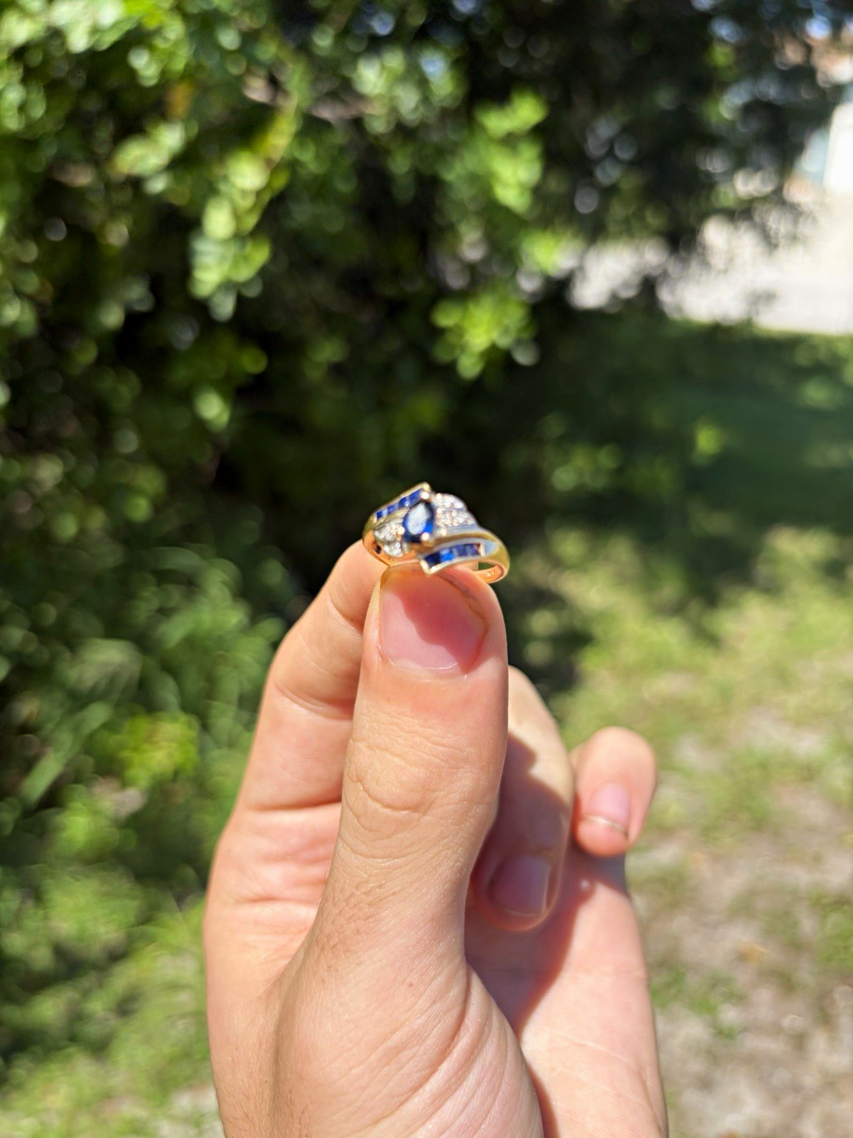 Town & Country 14k Yellow Gold Natural Blue Sapphire Pear Ring 9.25 2mm