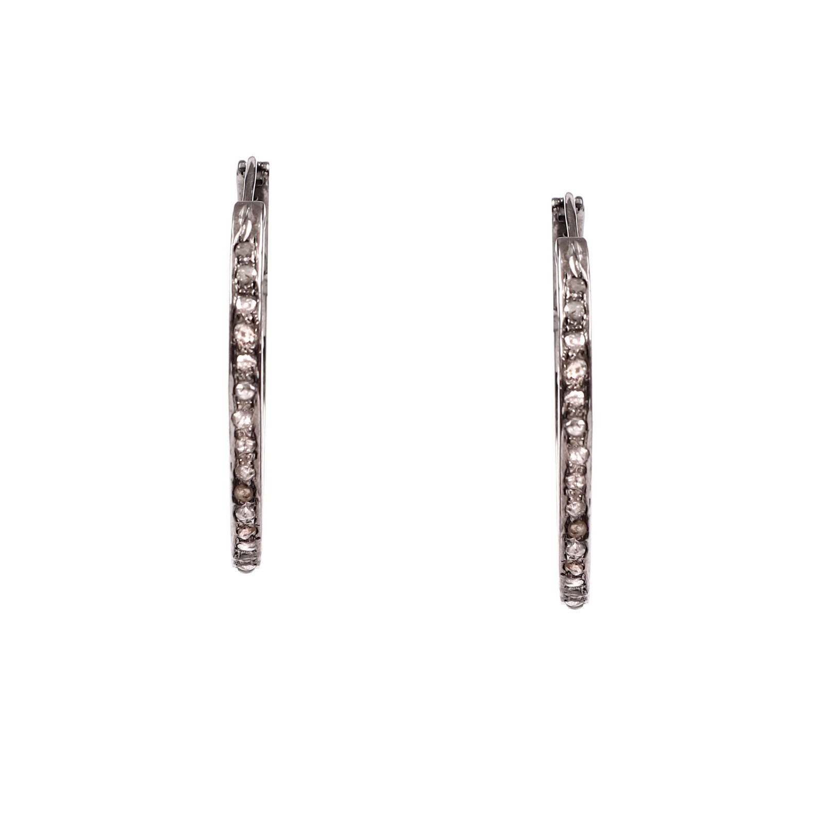 1.45ctw Natural Rose Cut Diamond Hoop Earrings 925 Sterling Silver Handmade