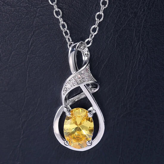 2.1 CT CZ Beautiful Girlfriend Gift Necklace 925 Silver Plated Dainty Pendant