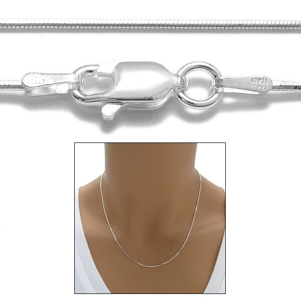 925 Sterling Silver Diamond Cut Snake Chain Necklace 1mm (025 Gauge)