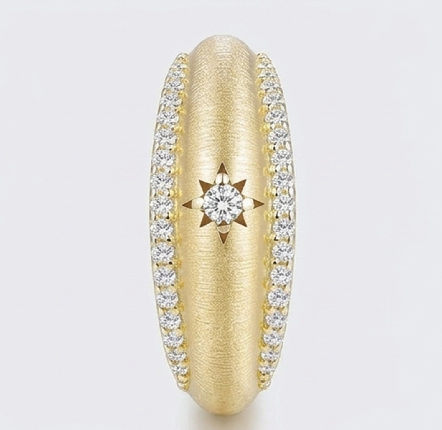 Exquisite The Empress Star Sand Finish Moissanite 925 Silver Gold Ring Sz 4-9
