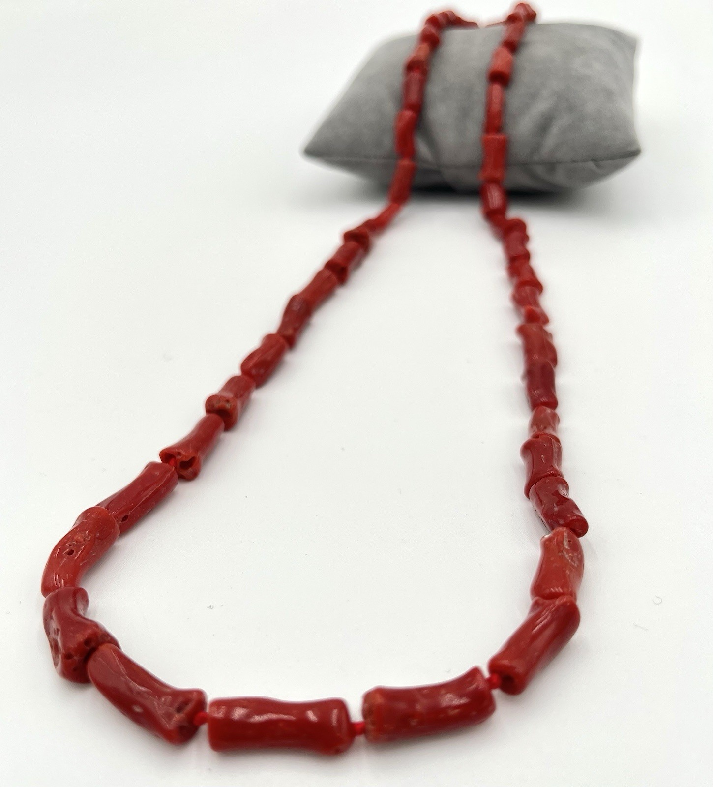Natural Mediterranean Red Coral Necklace 65cm 39.7g Cannettoni Made In Italy