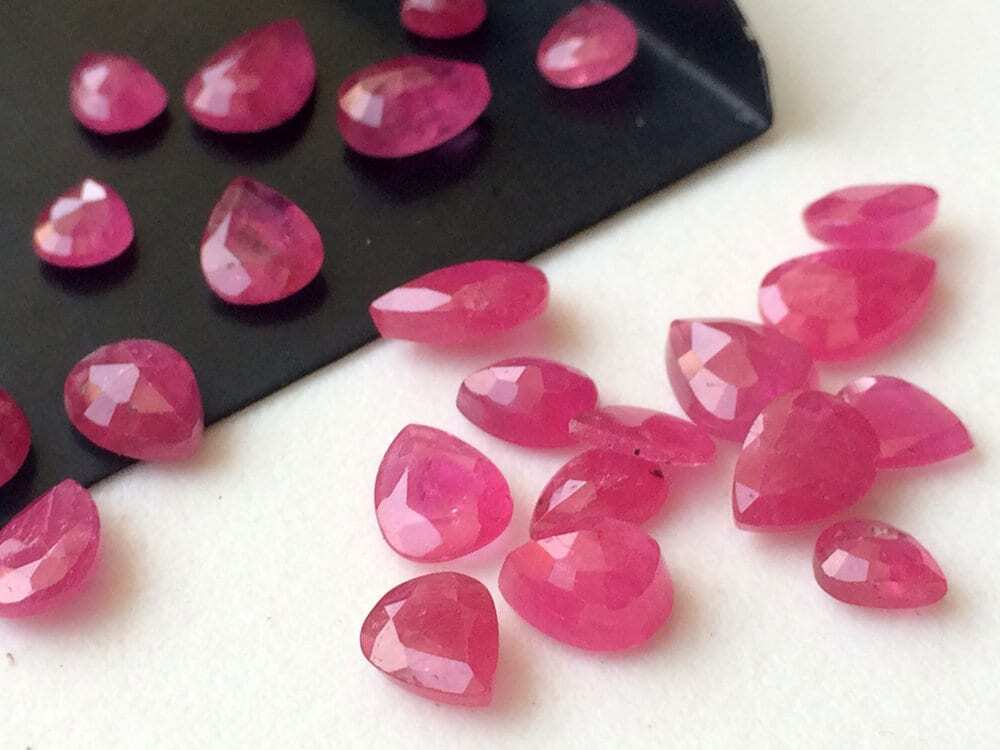 4×5.5mm-5x8mm Ruby Mozambique Pear Cut Stone Natural Ruby Faceted Pear Cut Stone