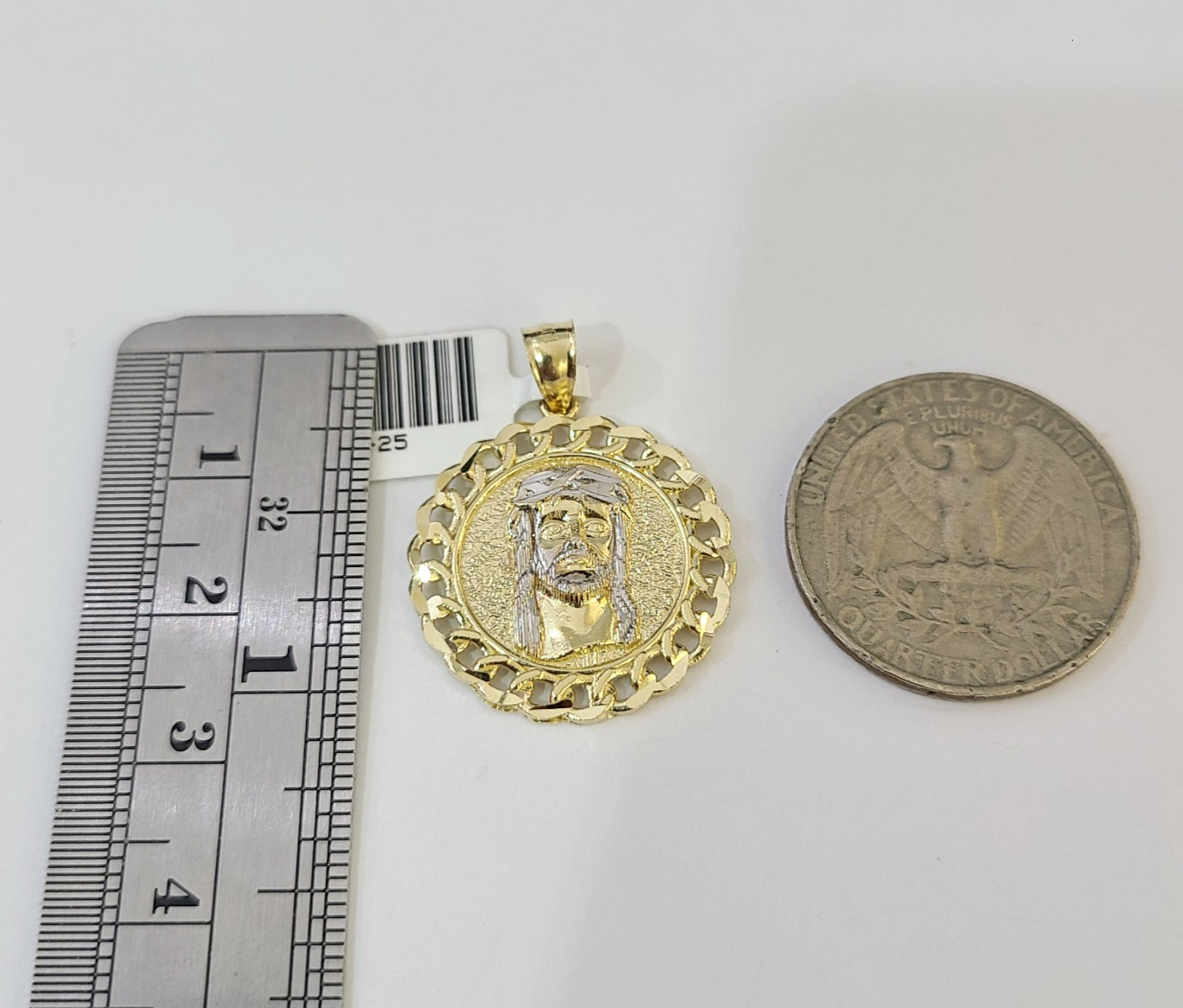 Real 10k Yellow Gold Franco Chain Jesus Head Pendant Charm 2mm Necklace