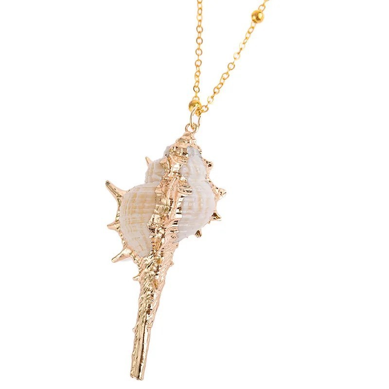 Murex Sea Shell Pendant Necklace Gold Mermaid Beach Nautical Boho Jewelry