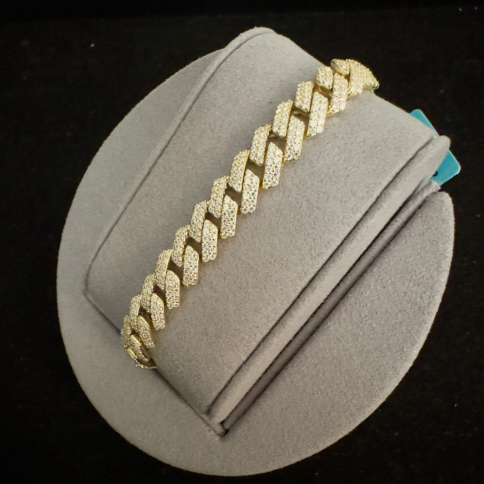 8.7mm Genuine Moissanite Iced Gold Monaco Cuban Bracelet 7.5in~NEW Retails $899