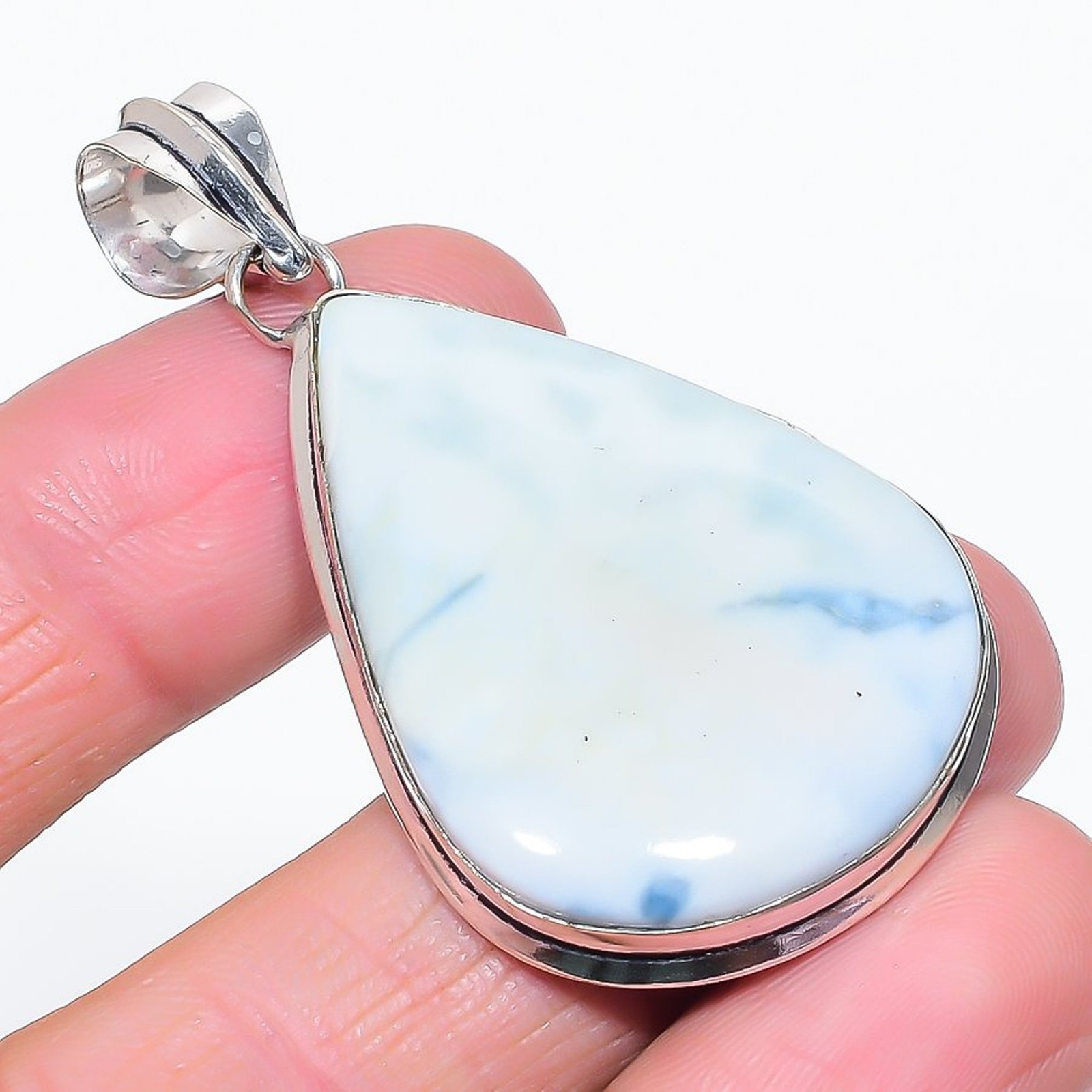 Blue Opal Pear Shape Gemstone Pendant Handmade Wedding Gift Jewelry 2.4″ FP 2942