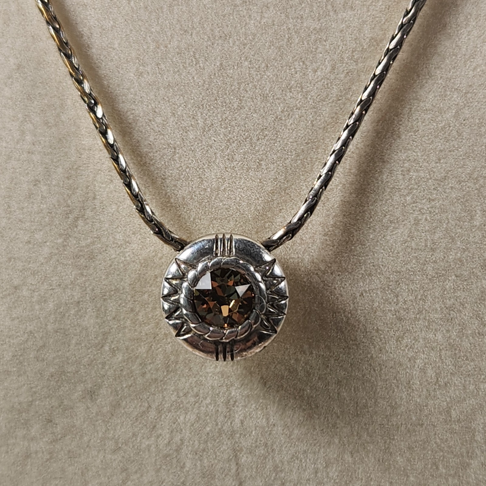 Brighton Fortino Silver Topaz & Clear Crystal Reversible Pendant Necklace.