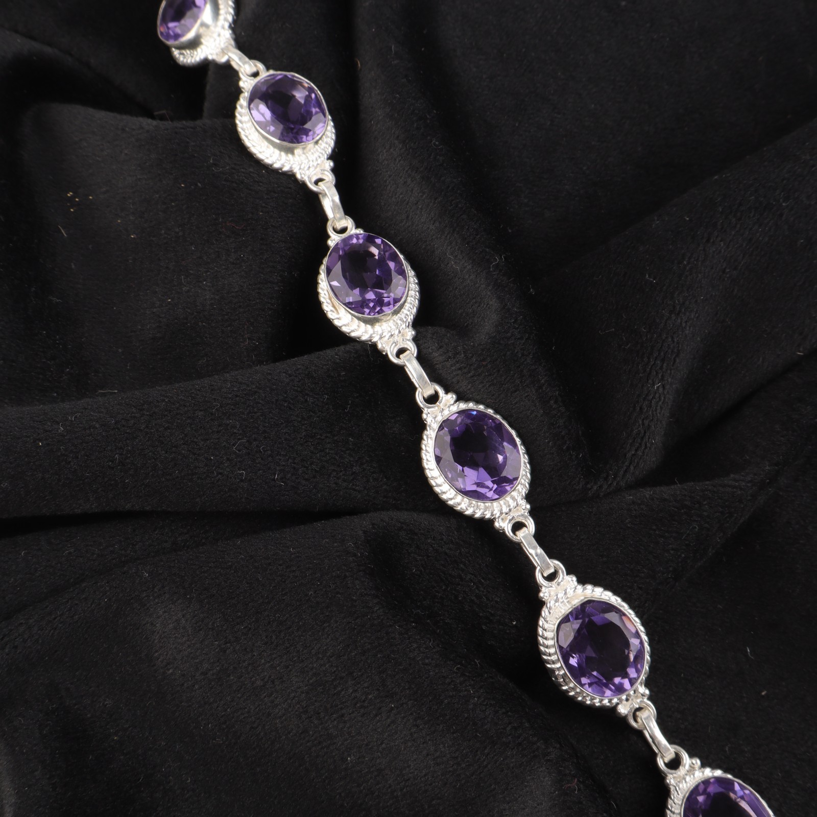 Blue Iolite Gemstone Handmade 925 Sterling Silver Jewelry Bracelet Gift For