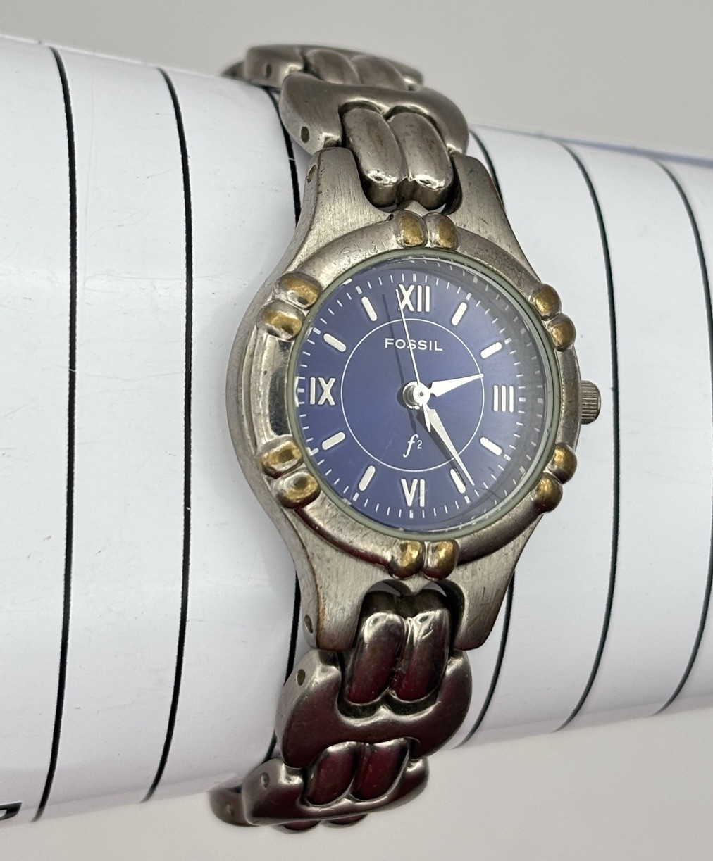 Fossil ES-8950 Silver Tone Metal Band, Blue Dial #9.13