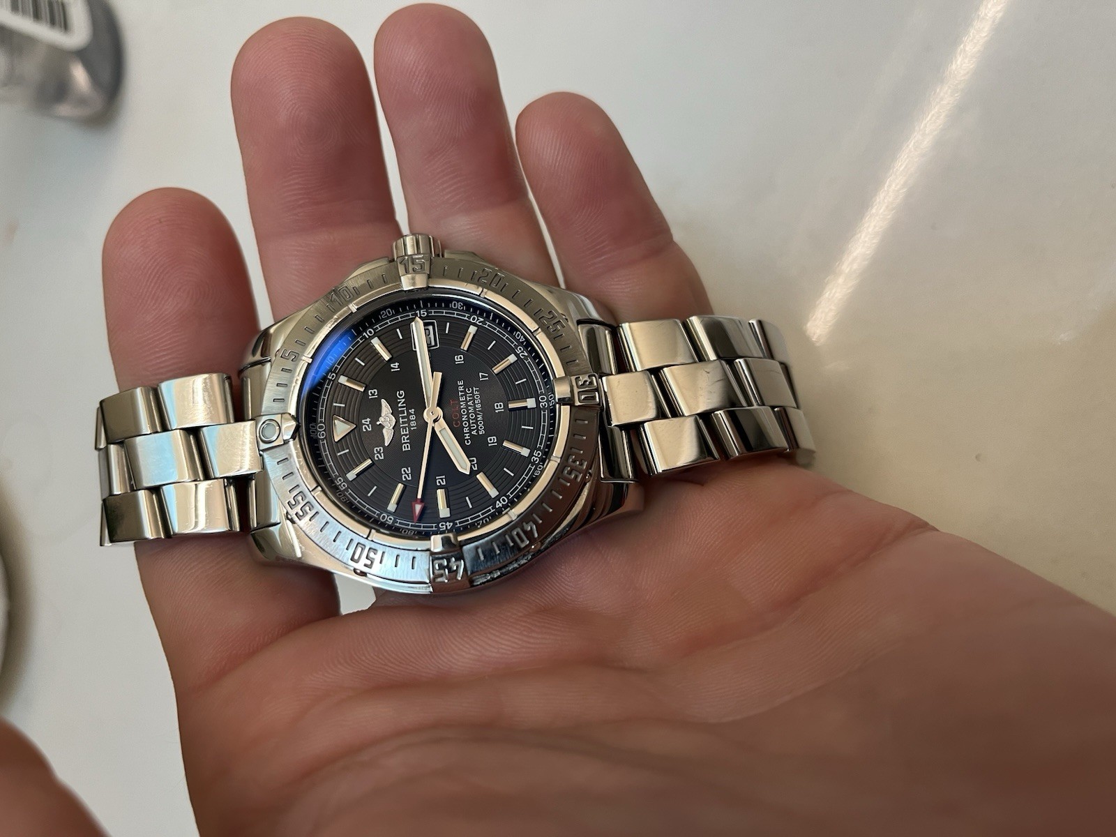 🔥🔥Breitling A17380 Swiss Chronometer Automatic Steel Black Dial Watch