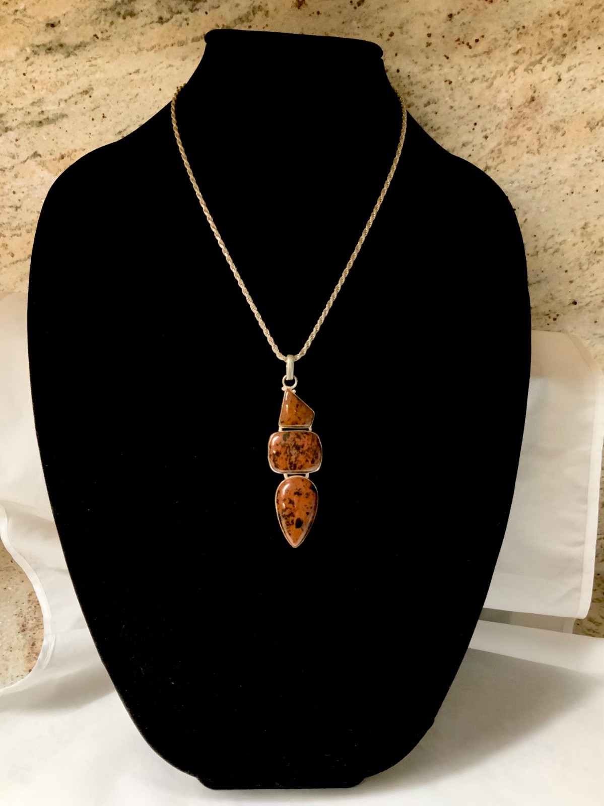 Mahogany Obsidian Large Gemstone Handmade 925 Sterling Silver Jewelry Pendant 3”
