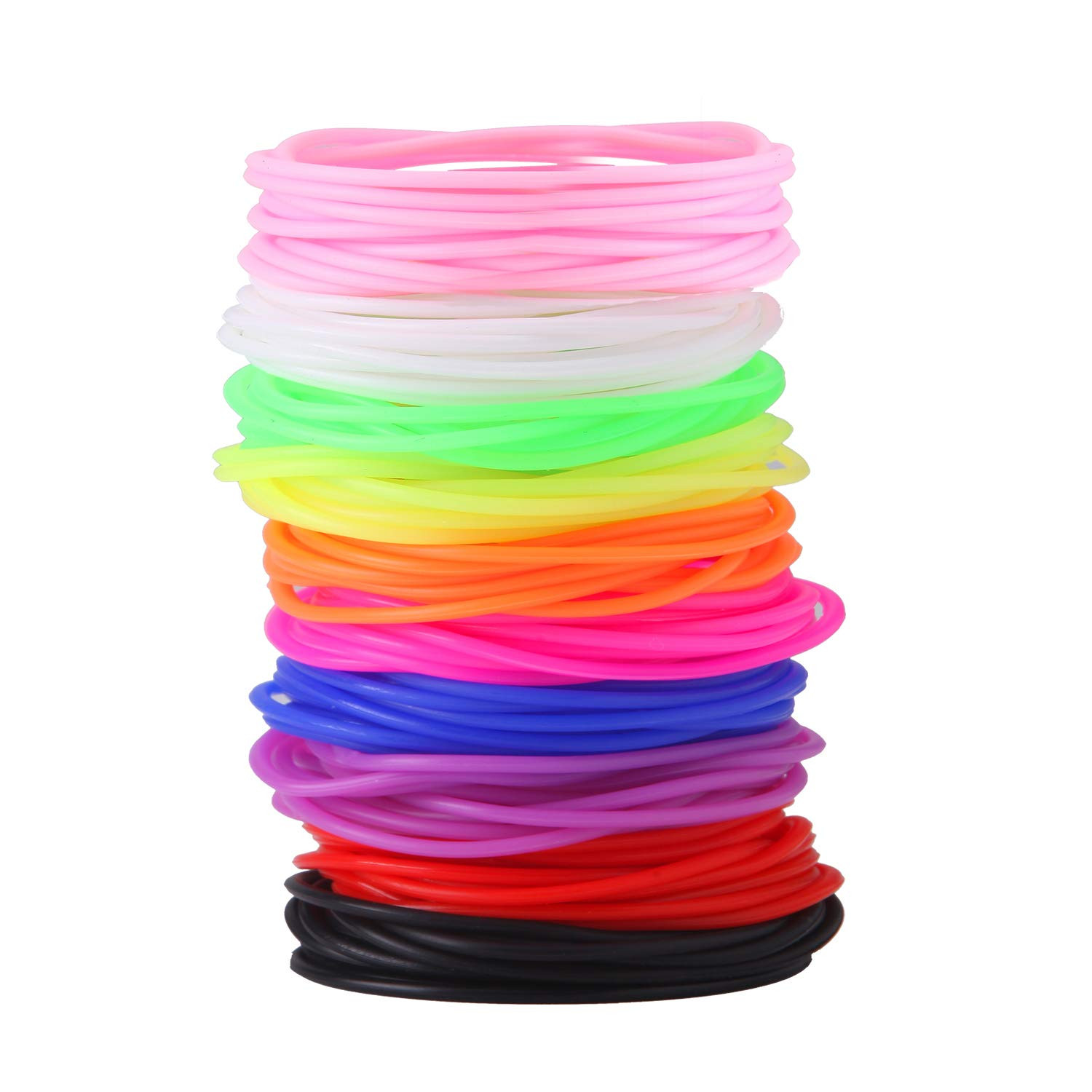 120 Pieces Silicone Jelly Bracelets Nonluminous Stretchy 80S Rubber Bracelets