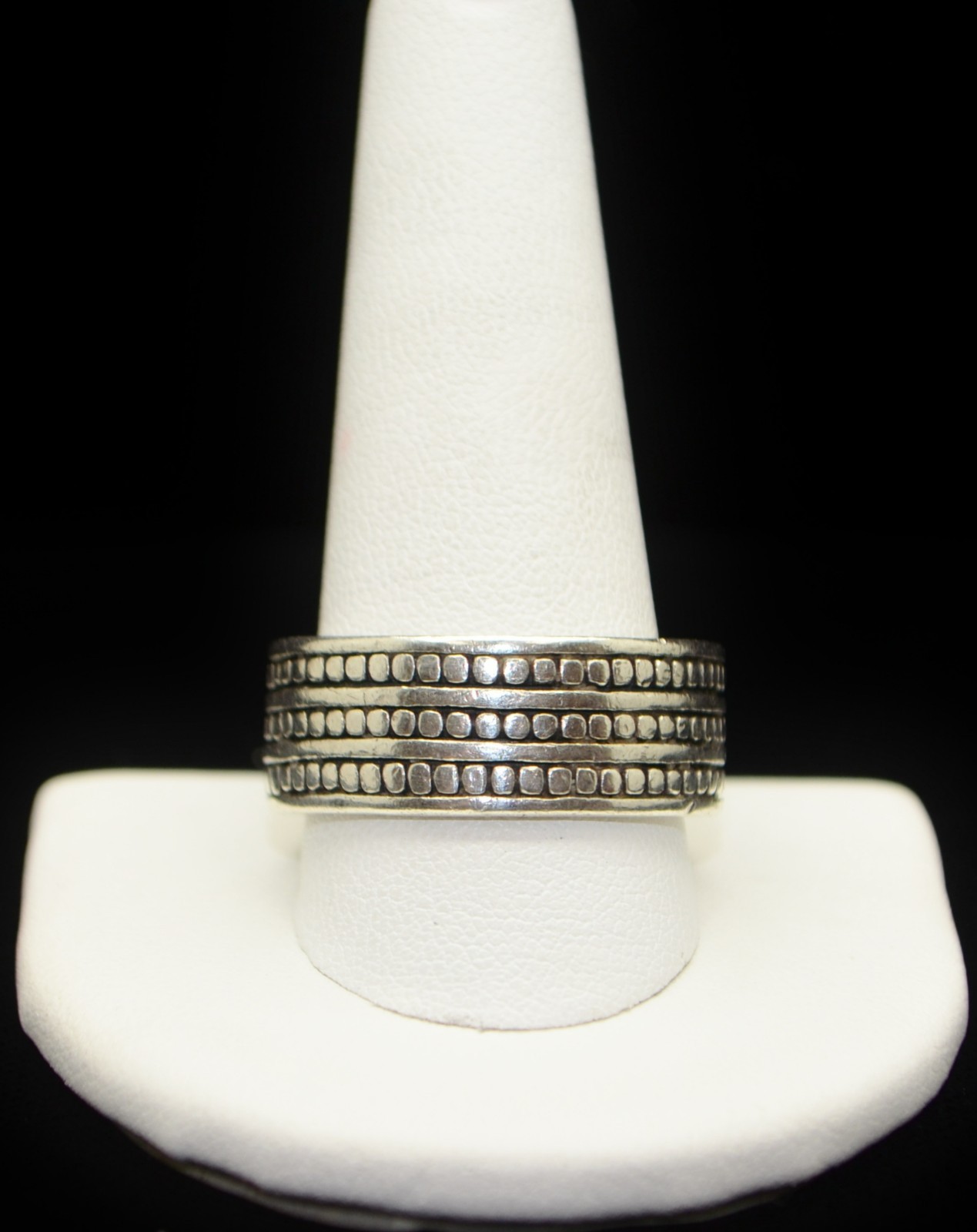 Sterling Silver Dotted Texture Band Ring SZ 13.0 #FMH505