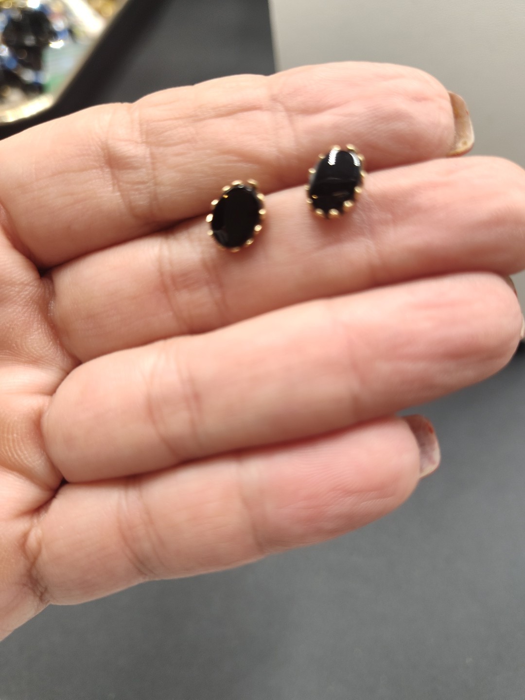 Marked 14kt Carla Yellow Gold And Black Onyx Earrings, Vintage 1970’s