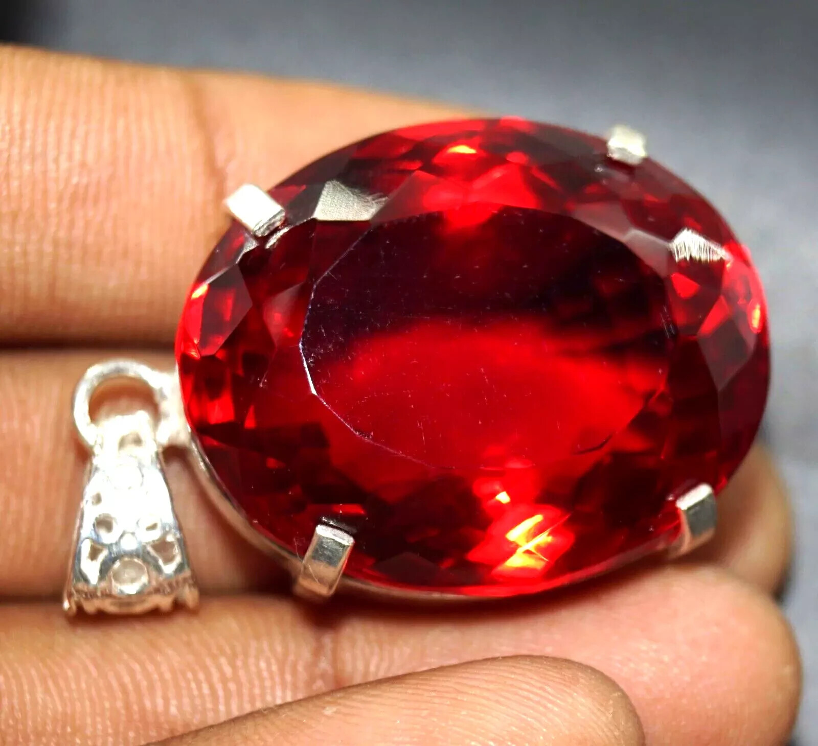AAA+ GIE Certified 94 Ct+ Natural Red Topaz Pendant Oval Cut Loose Gemstone