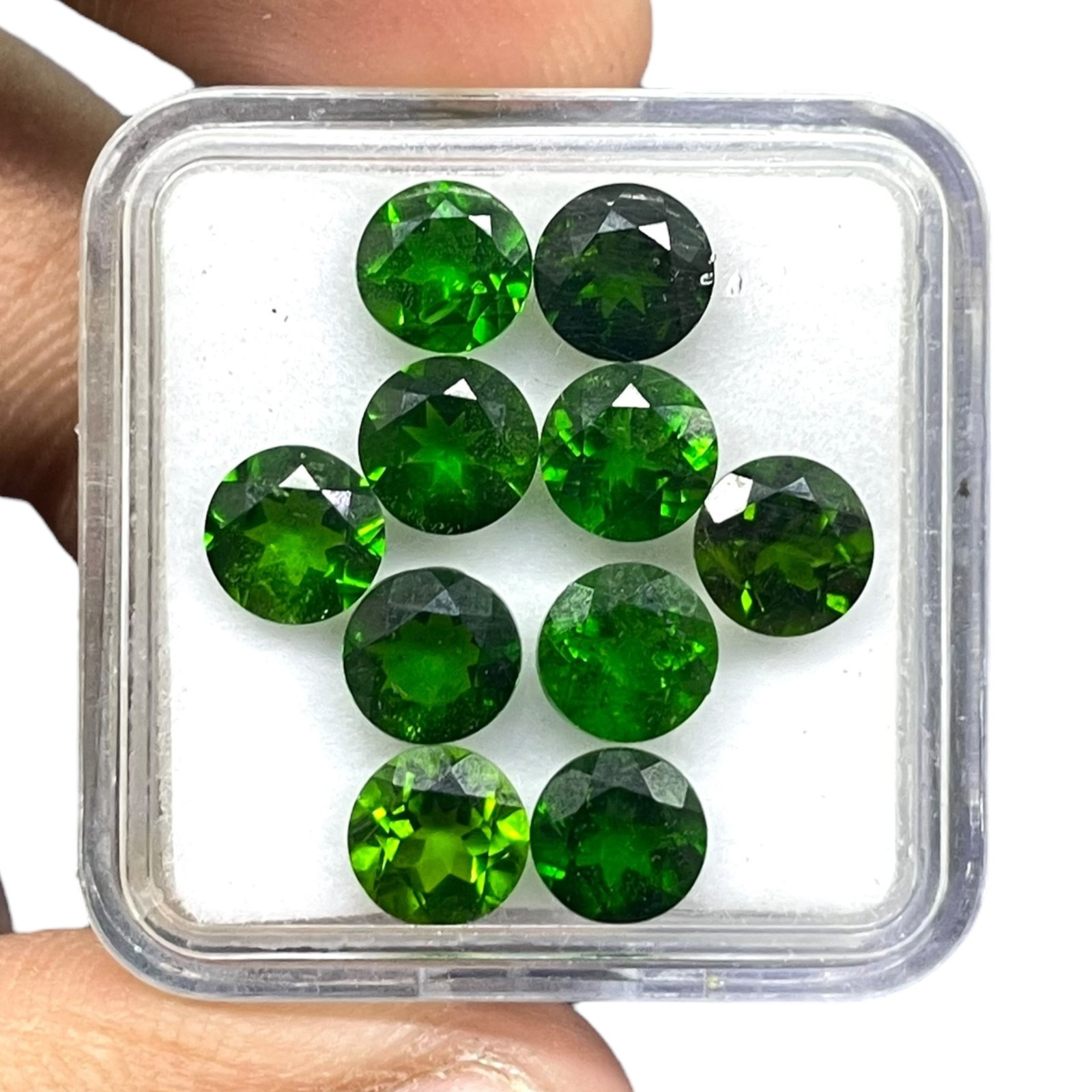 10 Pcs Natural Chrome Diopside 6mm Round Cut Vivid Green Loose Gemstones Lot
