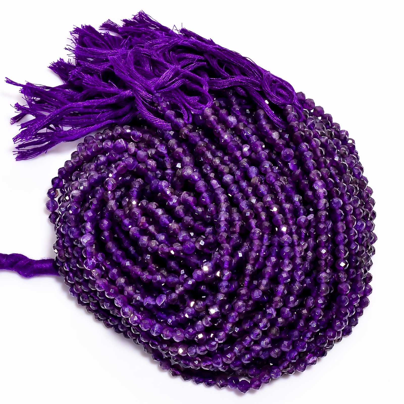 Natural African Amethyst Gemstone Round Faceted Beads 4X4 mm Strand 12.5″ EB-669