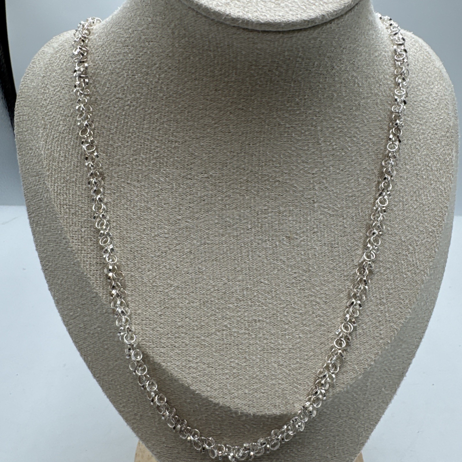 Sterling Silver Circle Link Bracelet And Necklace Set, 15.7g 22inch