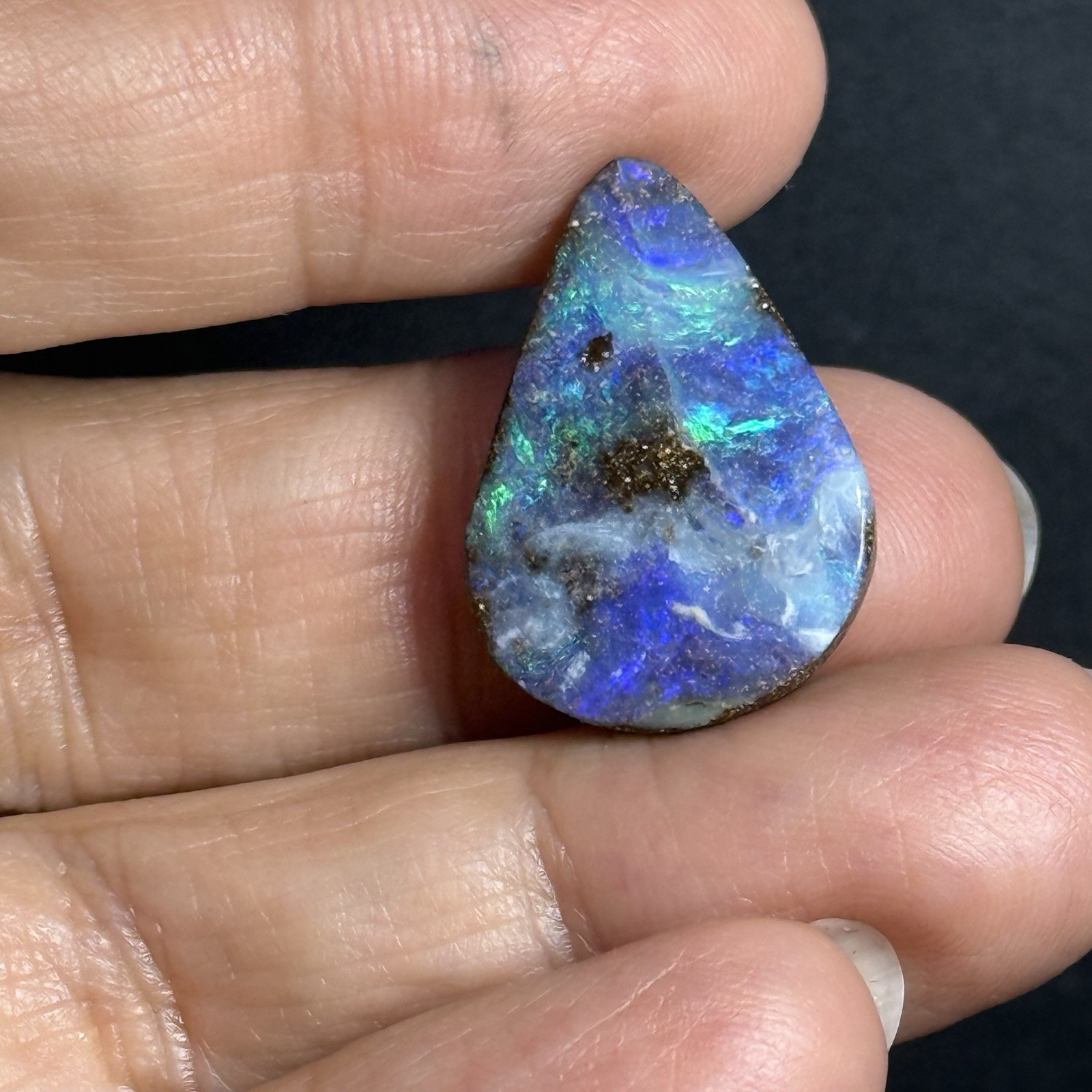 13.45ct 23.9x17x4.5mm Caribbean Blue Australian Boulder Opal Teardrop Cabochon