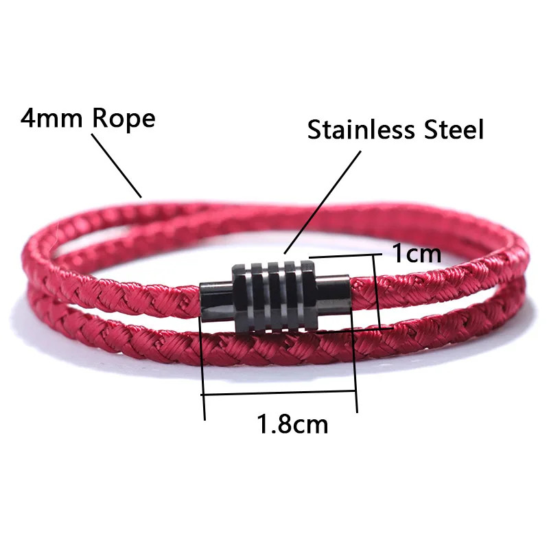 Stainless Steel Keel Rope Bracelet Men Double Layer Magnet Clasp Modern Jewelry