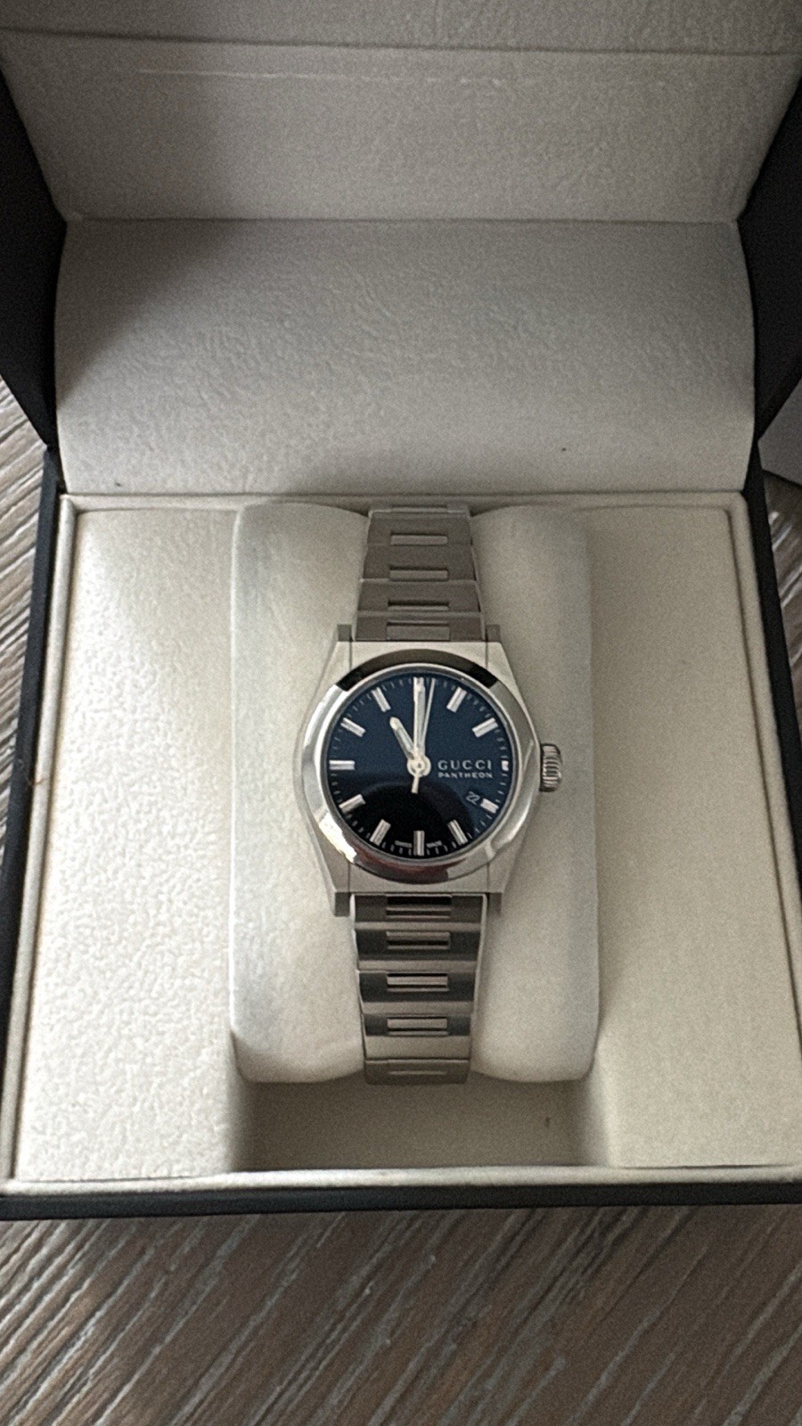 NEW Gucci Pantheon YA115404 Blue Dial Swiss Made Stainless Steel Watch