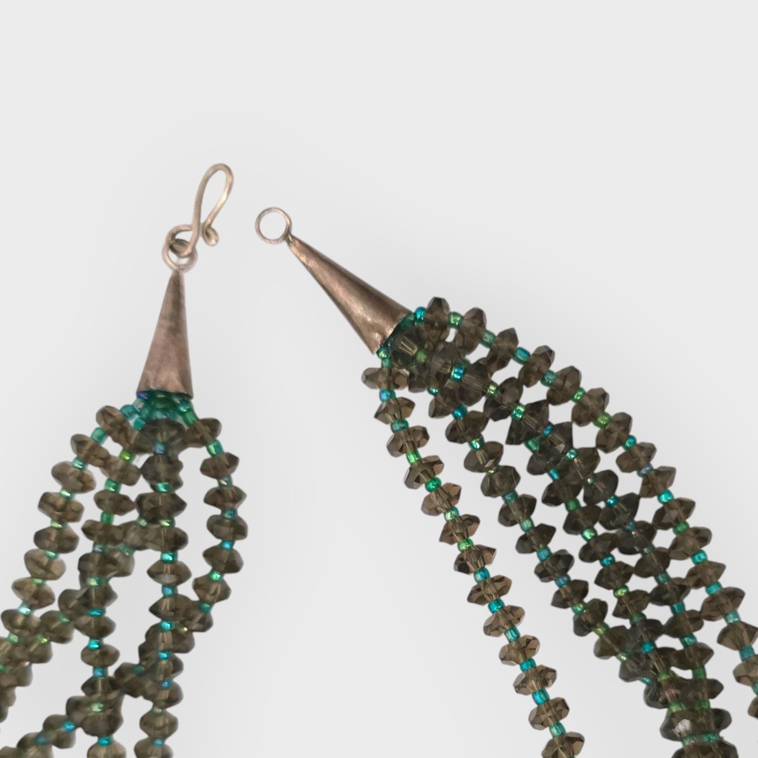 EUC Semi Precious Gemstone Beaded Multi-Strand Statement Necklace