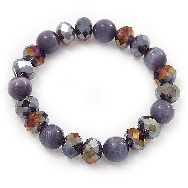 Purple Glass Bead Flex Bracelet – 18cm Length