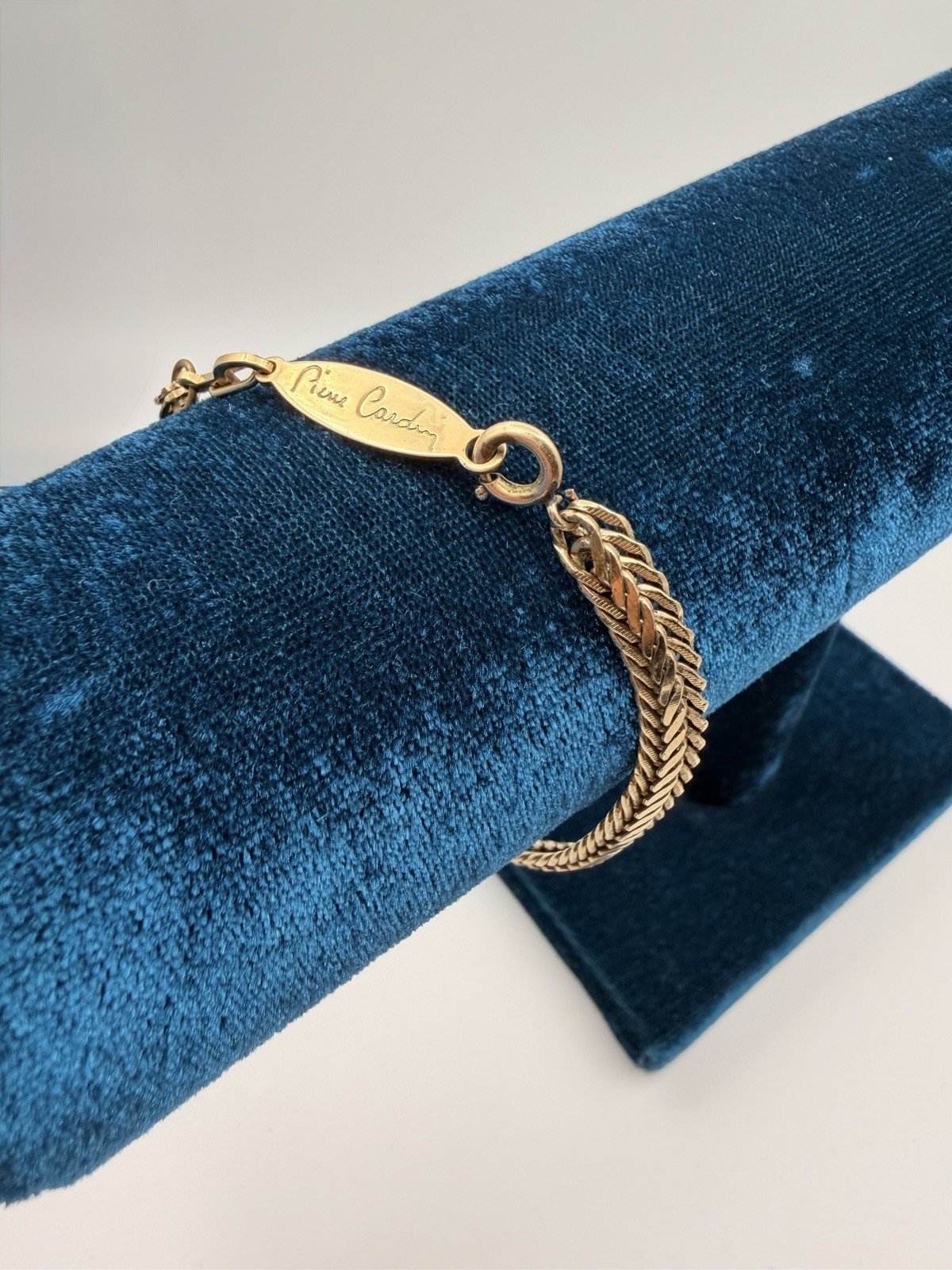 Vintage Pierre Cardin Gold Tone Herringbone Bracelet 8” Signed PAT 537985