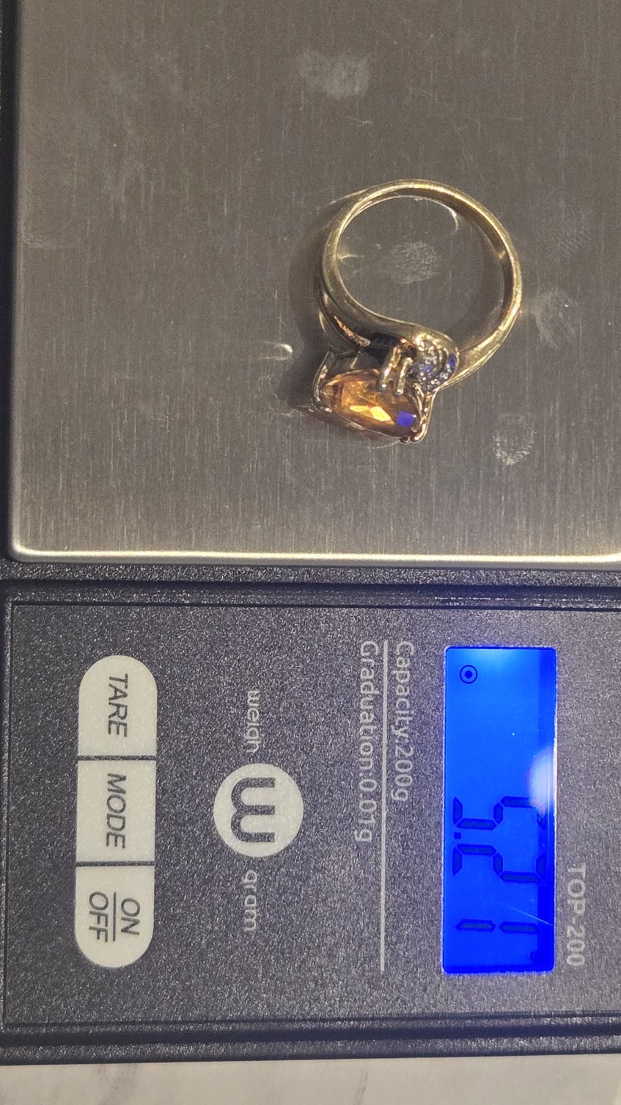 Min Of 2 CT 10k Mystic Fire Topaz Diamond Ring Orange Signed Designer Sz 7