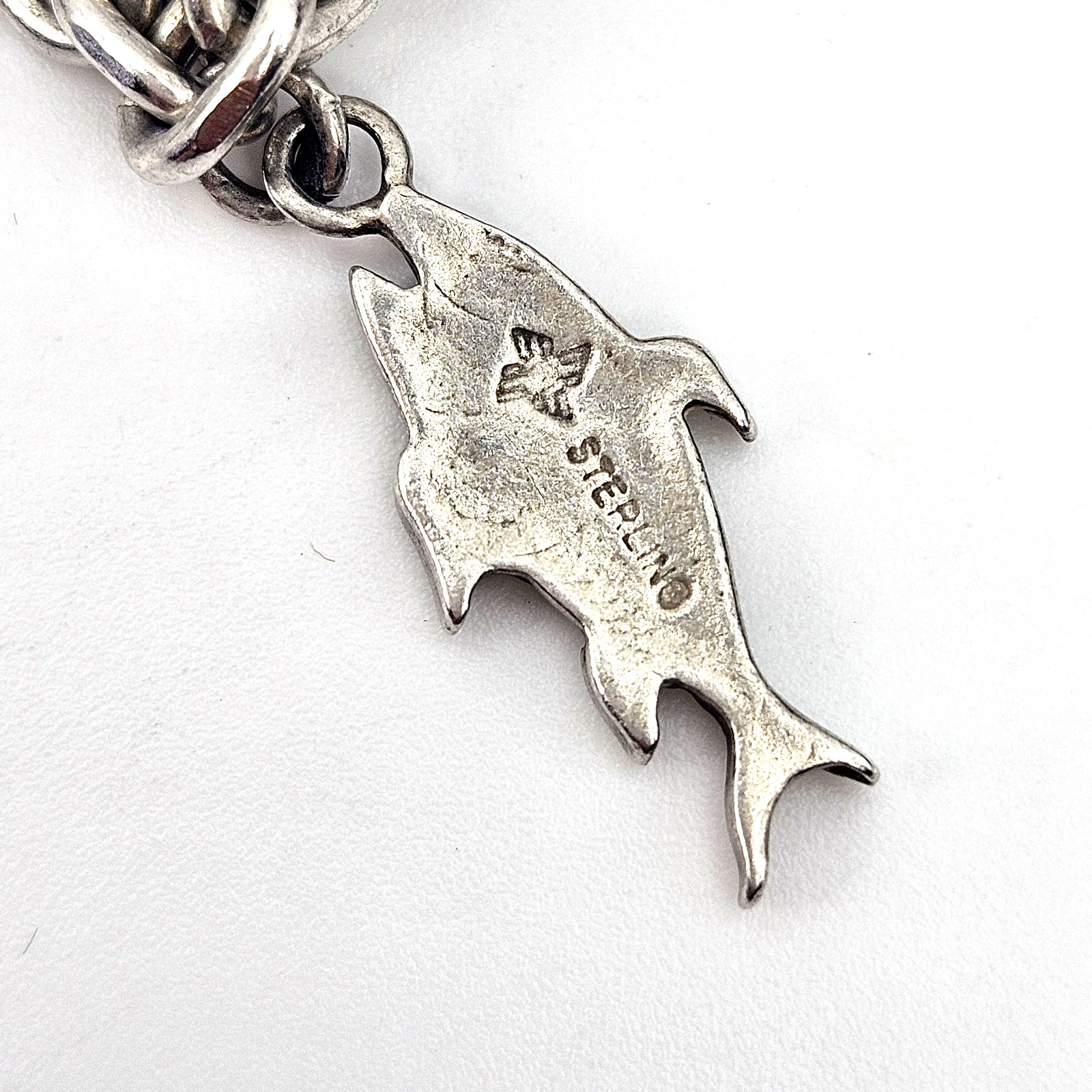 Vintage Sterling Silver 10 Charm Bracelet Nautical Animal Theme 35.4g