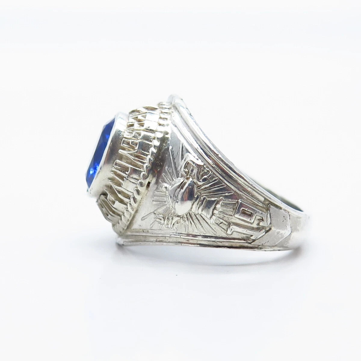 3.00Ct Oval Cut Lab Created Sapphire Men’s Engagement Ring 14K White Gold Plated
