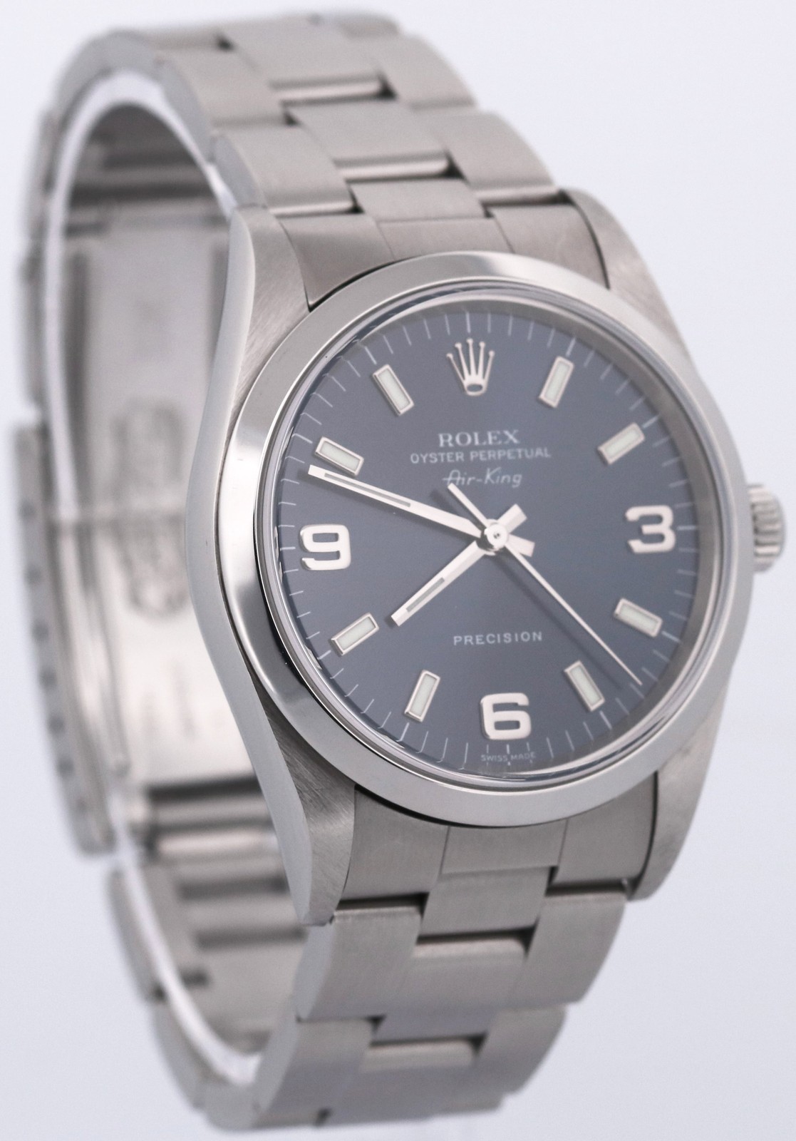UNPOLISHED Rolex Oyster Perpetual Air-King BLUE Steel OYSTER 34mm 14000 Watch