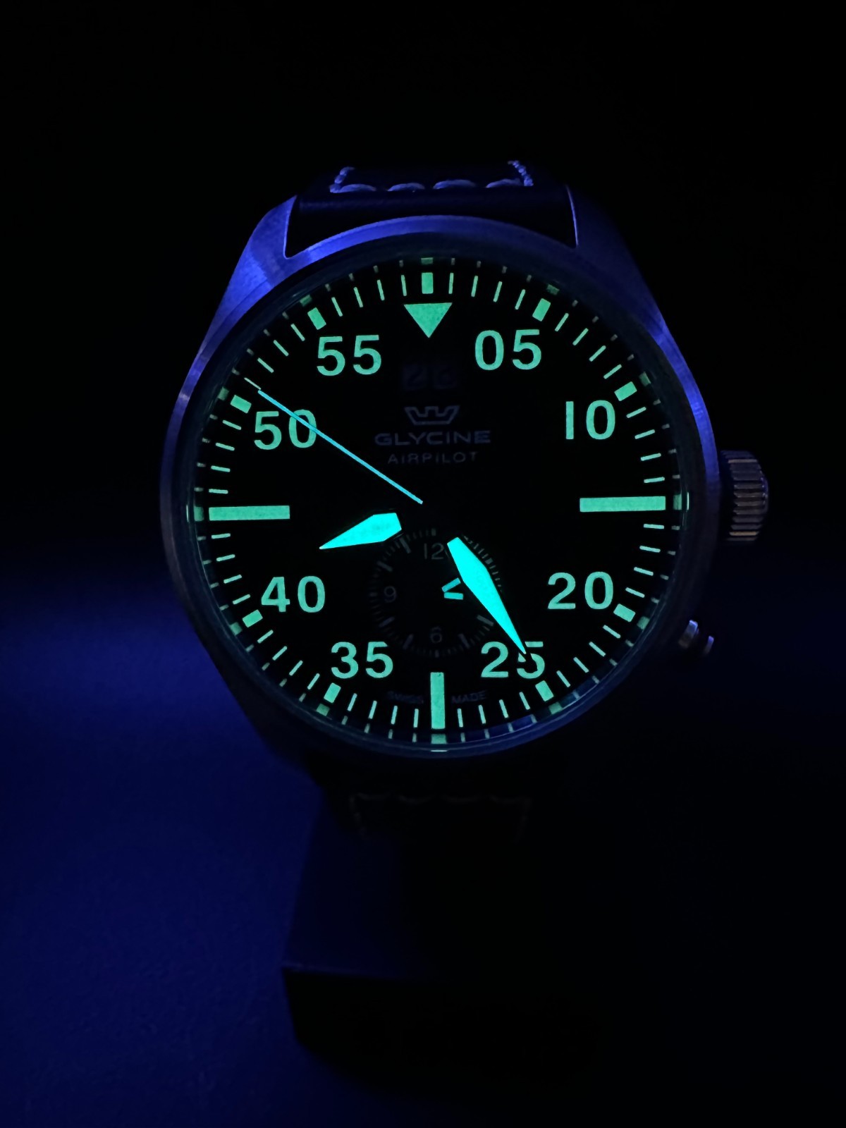 Glycine Airpilot Dual Time GMT 44mm Swiss Made Flieger Men’s Quartz Watch GL0366