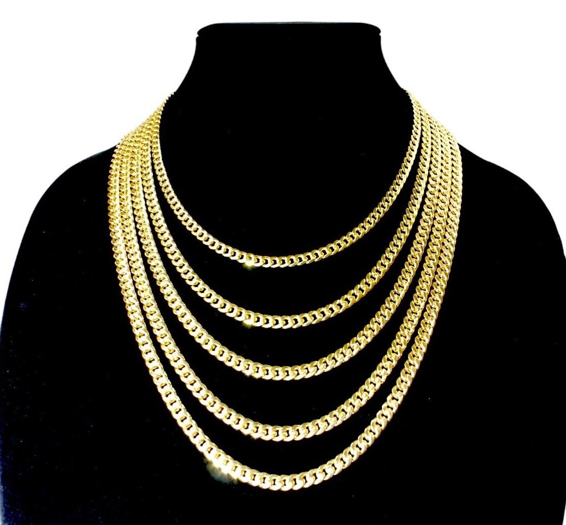 14K Yellow Gold SOLID Miami Cuban Necklace Bracelet Chain Gold 2mm-16mm 7″-30″