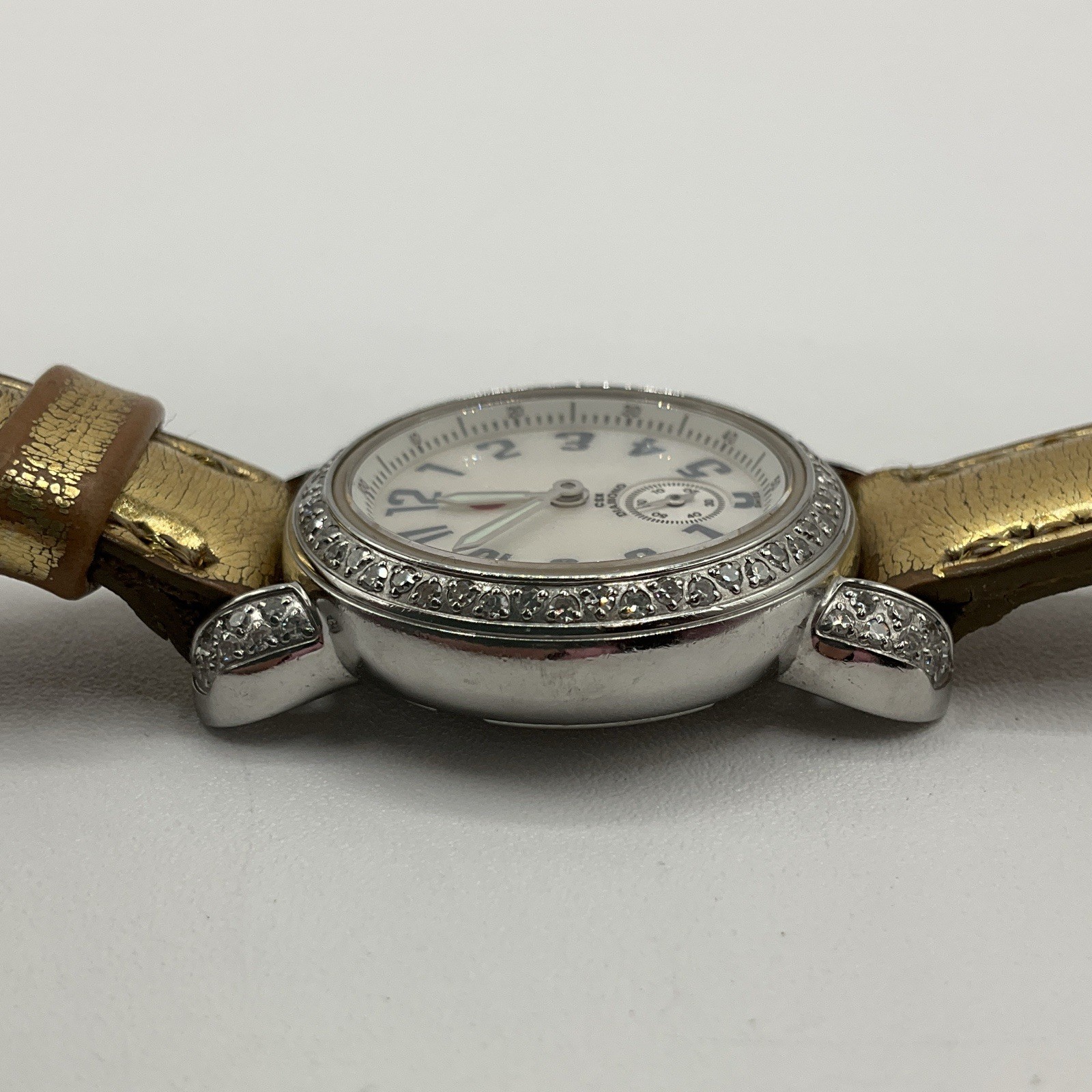 Michele CSX Diamond Bezel Wrist Watch 71-2600 With 3 Extra Bands Gold Pink White