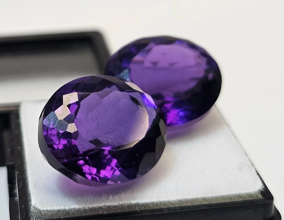 Oval Cut Pair Natural Amethyst 22-23 Ct Loose Gemstone For Making Earing