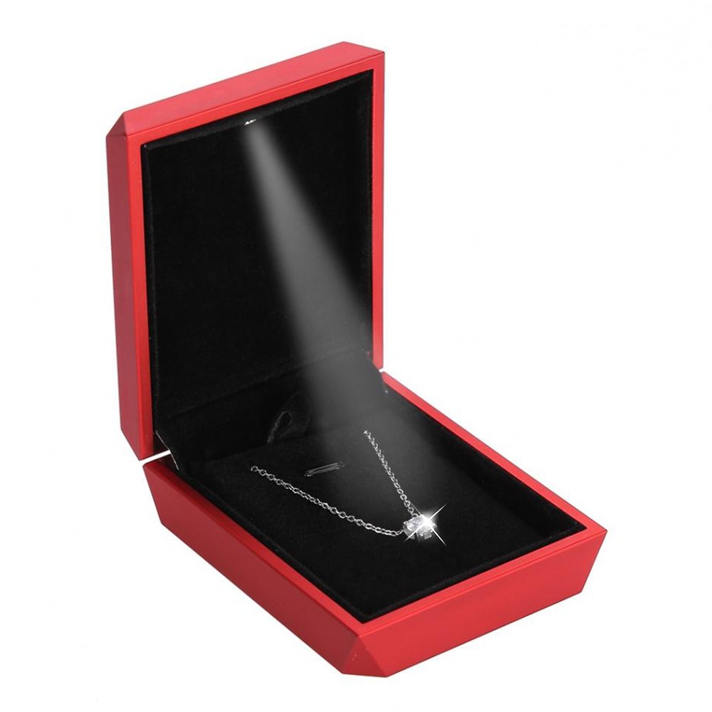 1/5/10x Necklace Pendant Box with LED Jewelry Storage Display Case for Wedding