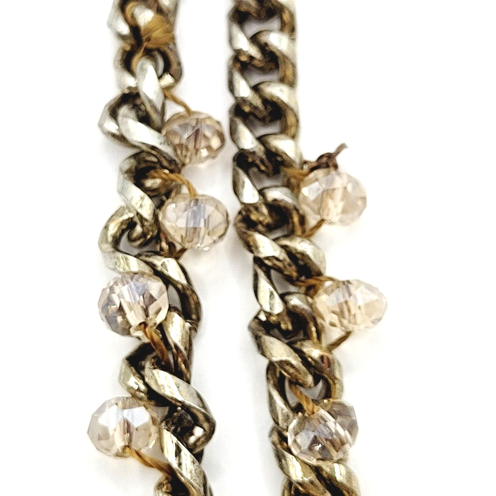 Loft Ann Taylor Sparkling Multi Bead Shape Silver Tone Cluster Necklace Signed