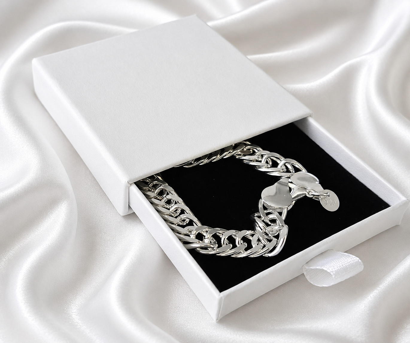 925 Sterling Silver Cuban Curb Bracelet 20cm + Gift Box