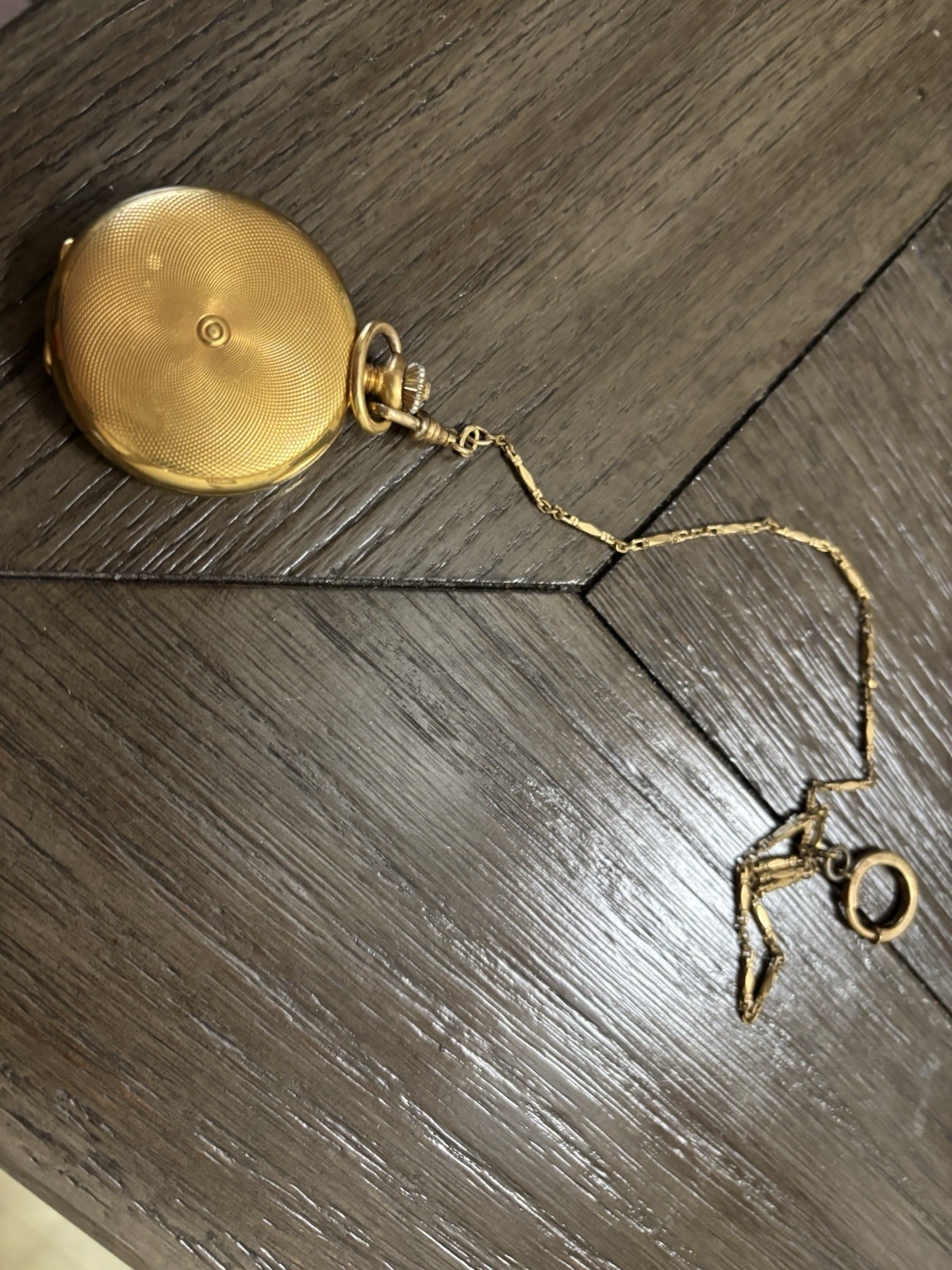 Vintage Bulova Caravelle Pocket Watch & Chain Ancre de Precision Gold Tone WORKS