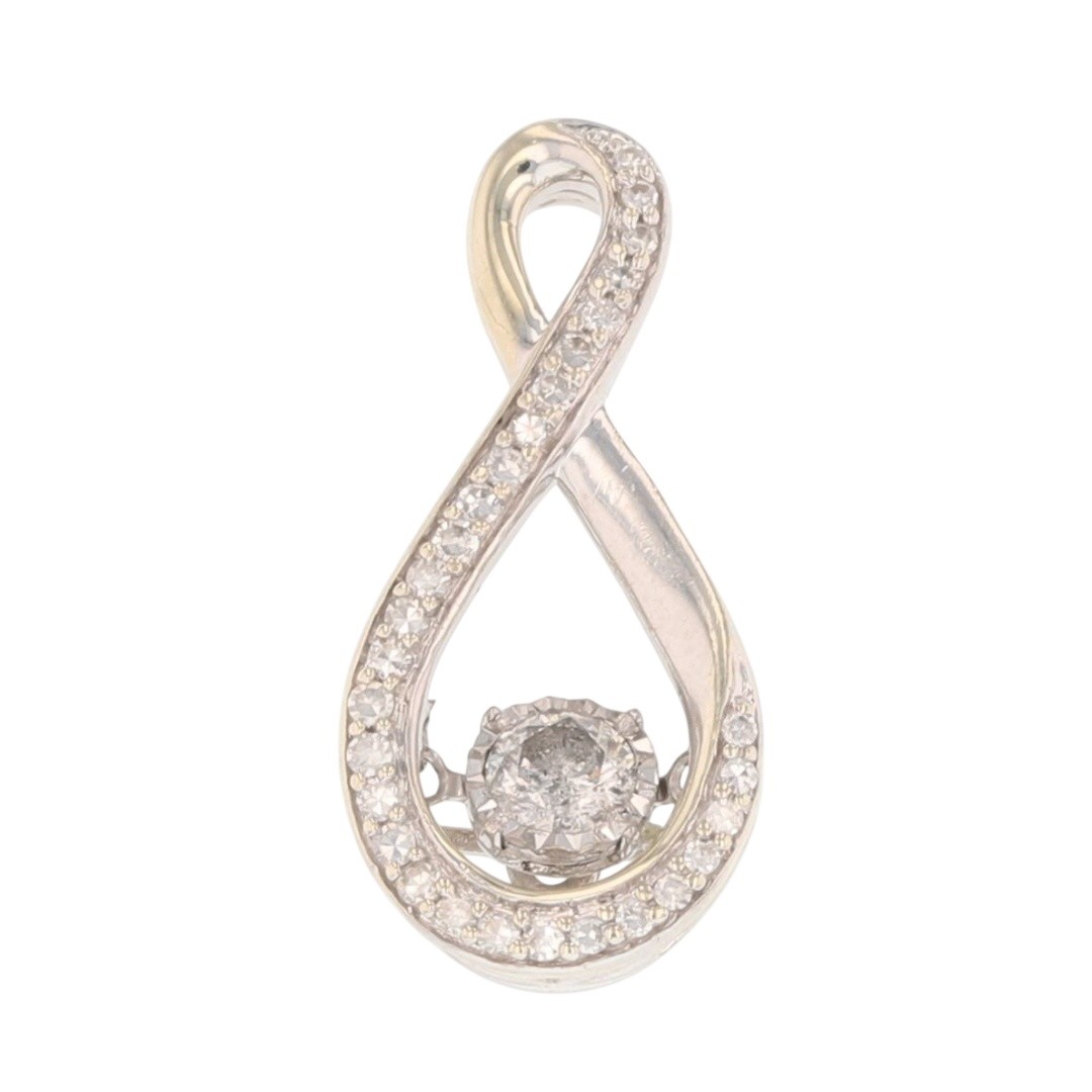 .31ctw Dancing Diamond Teardrop Shaped Slide Pendant No Chain 10k White Gold