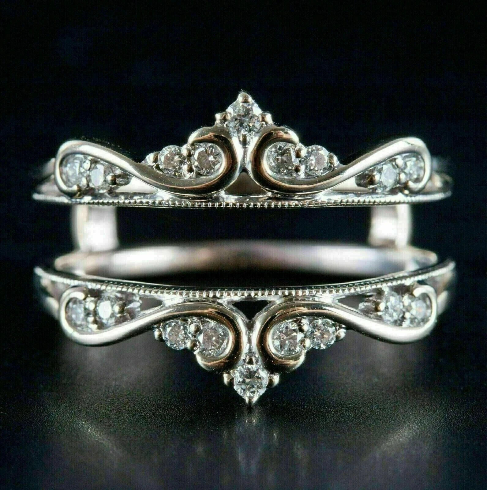 2Ct Round Cut Lab Created Diamond Wrap Guard Enhancer Ring 14K White Gold Plated