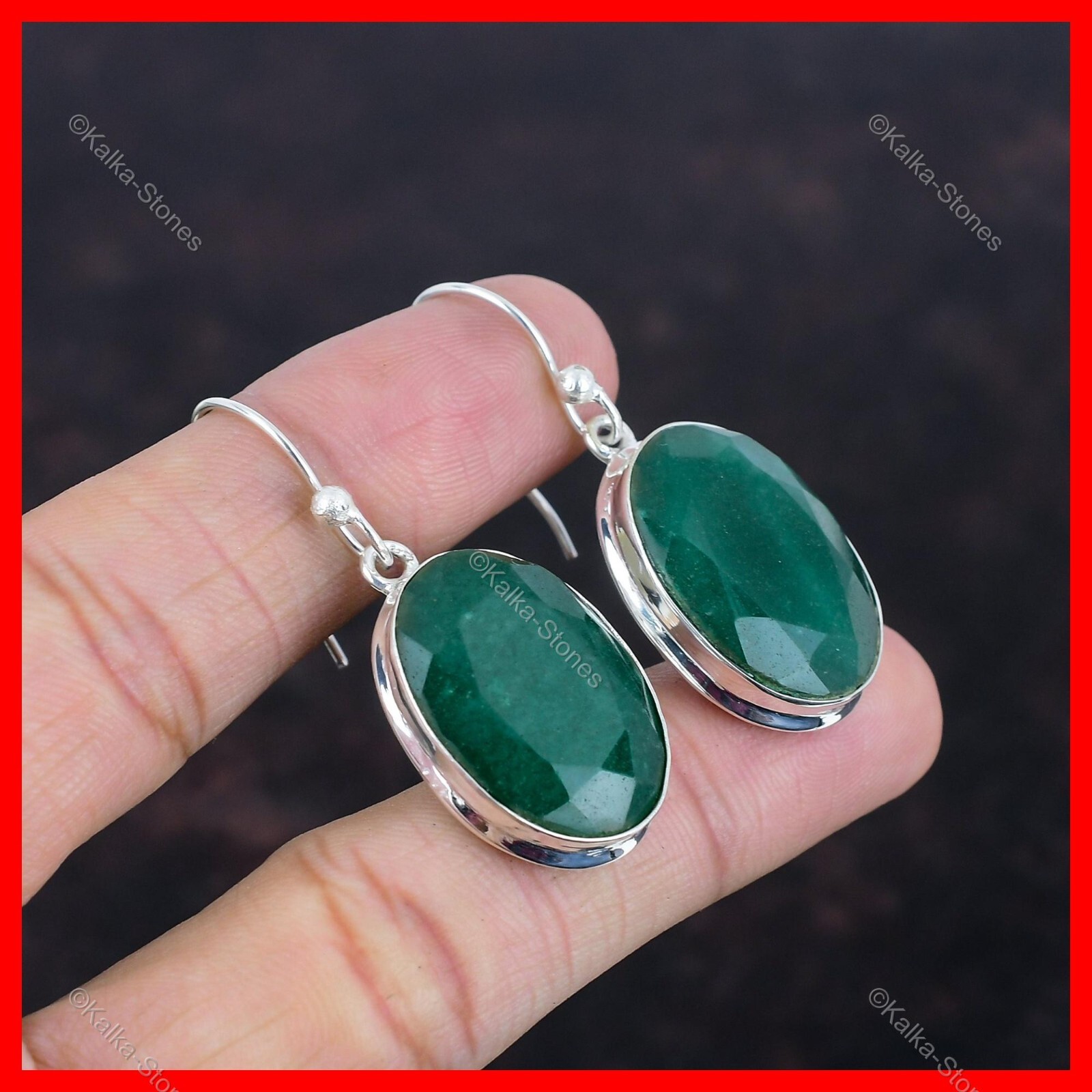 Valentines Deal Zambian Emrald Gemstone Dangle Drop New Earrings Sterling Silver