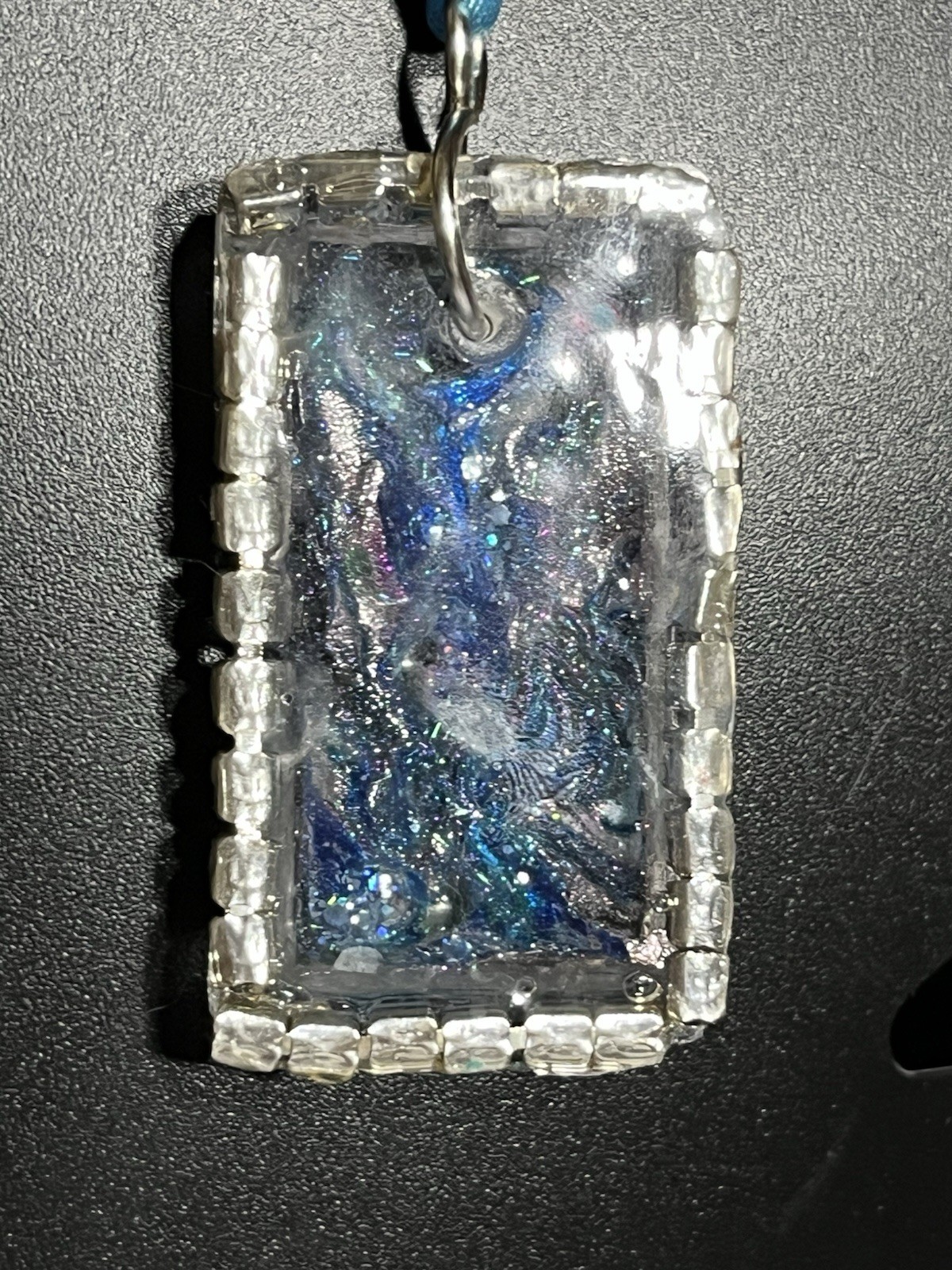 30” Turquoise Resin W/Multi Sparkly Swirls With AB Clear Glass Rhinestones