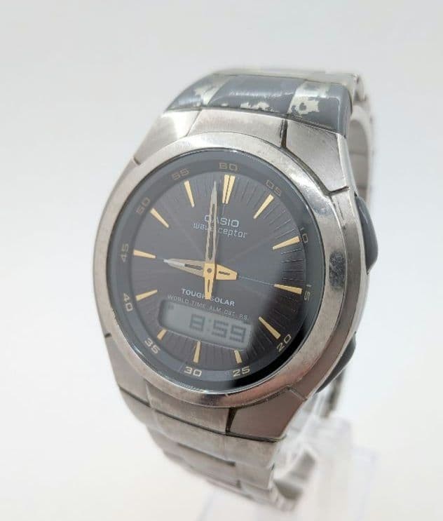 CASIO WAVE CEPTOR WVH-100TJ Analog-Digital Radio-Controlled Solar Watch 【USED】