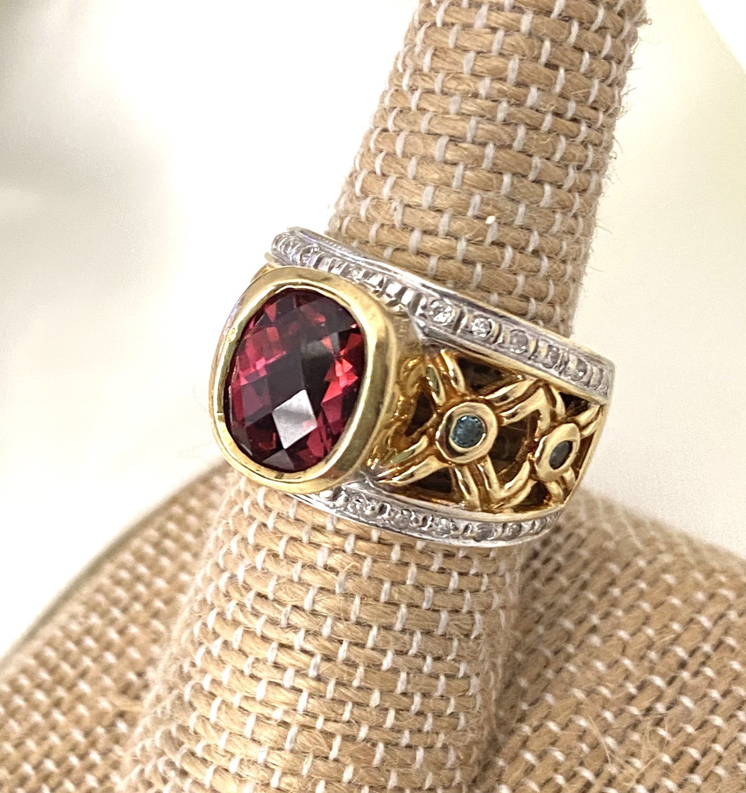 Michael Valitutti NH Vintage 18K Rhodolite Garnet & Diamond Ring-Sz 7- 16.20 Gms