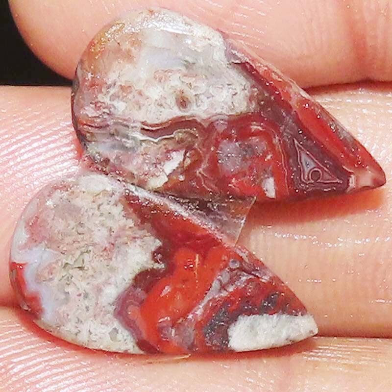 Pair 18.85CTS 12X23X4 m A+ 100% Natural CRAZY LACE AGATE Pear Cabochon Gemstone