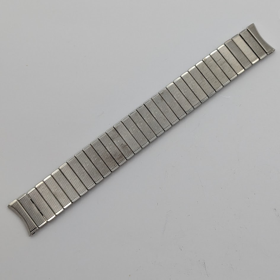 NOS Vintage 1970s Stainless Steel Stretch Watch Band Curved Ends 17.4mm USA