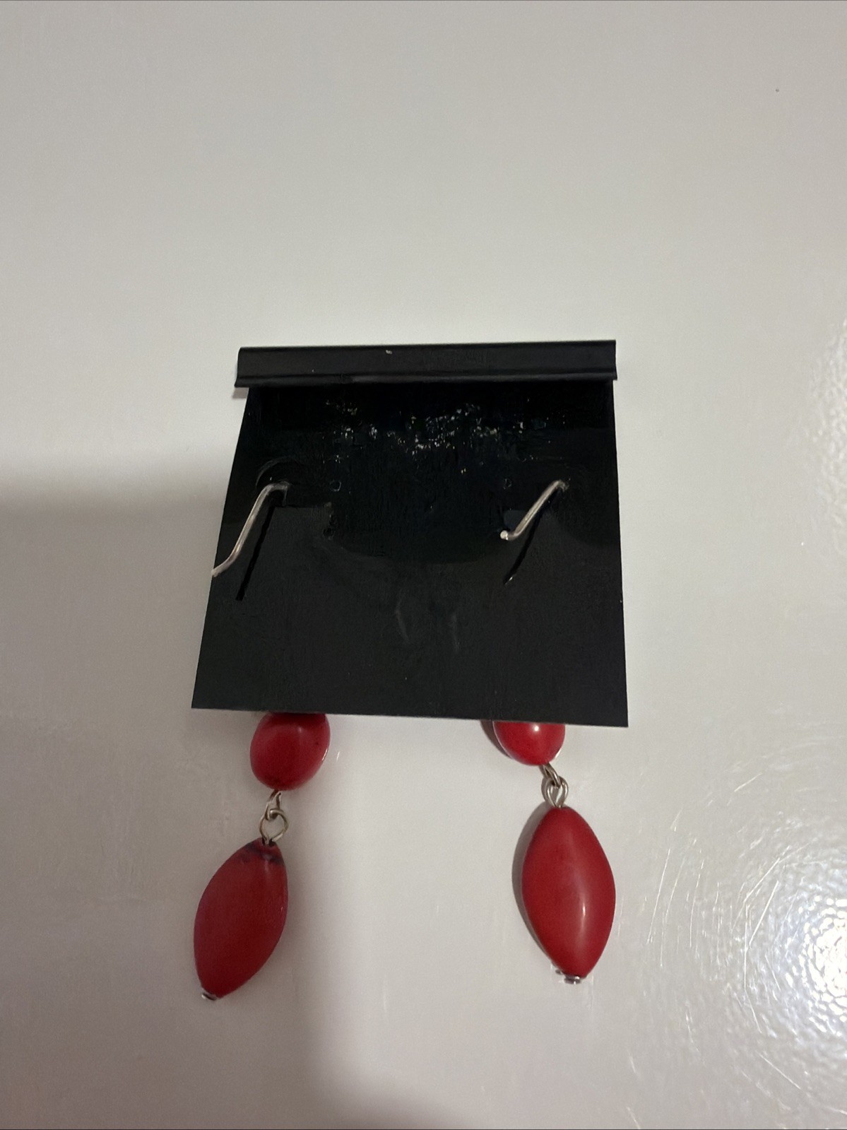 Sterling Silver Unkown Natural Possibly Coral Gemstone Dangle Earring 925
